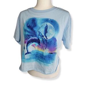 Mighty Fine Light Blue Dolphin Croptop Medium